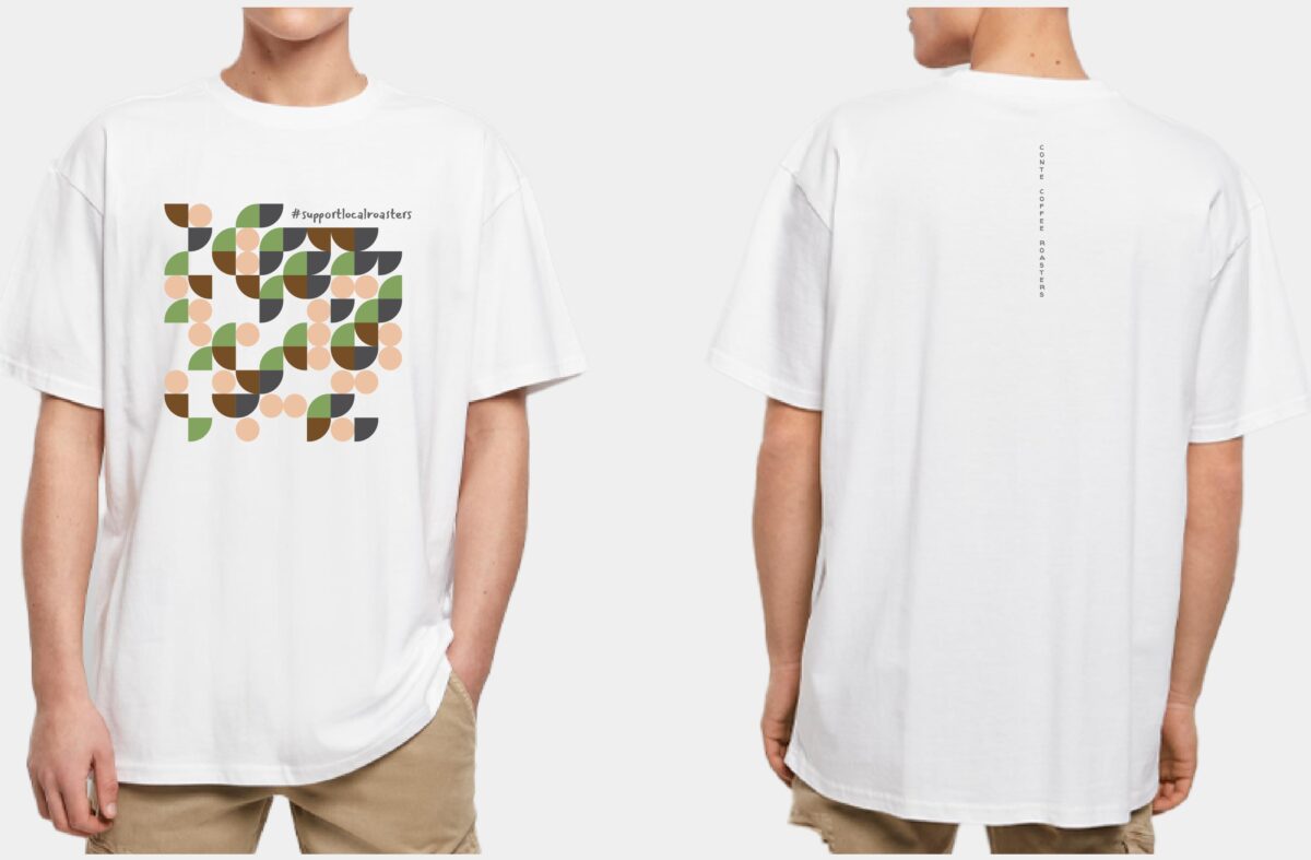BREW SKETCH OVERSIZED WHITE T-SHIRT