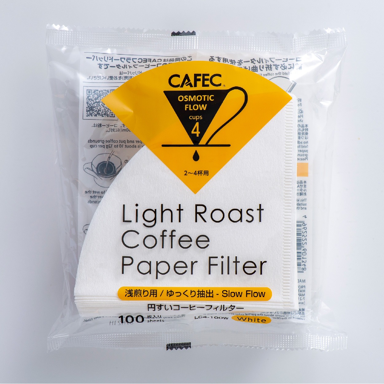 CAFEC OSMOTIC FLOW LIGHT ROAST COFFEE PAPER FILTER 4 CUPS 100SHEETS