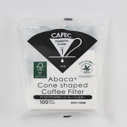 CAFEC ABACA+ OSMOTIC FLOW CONE SHAPED COFEE FILTERS 1 CUP 100PIECES